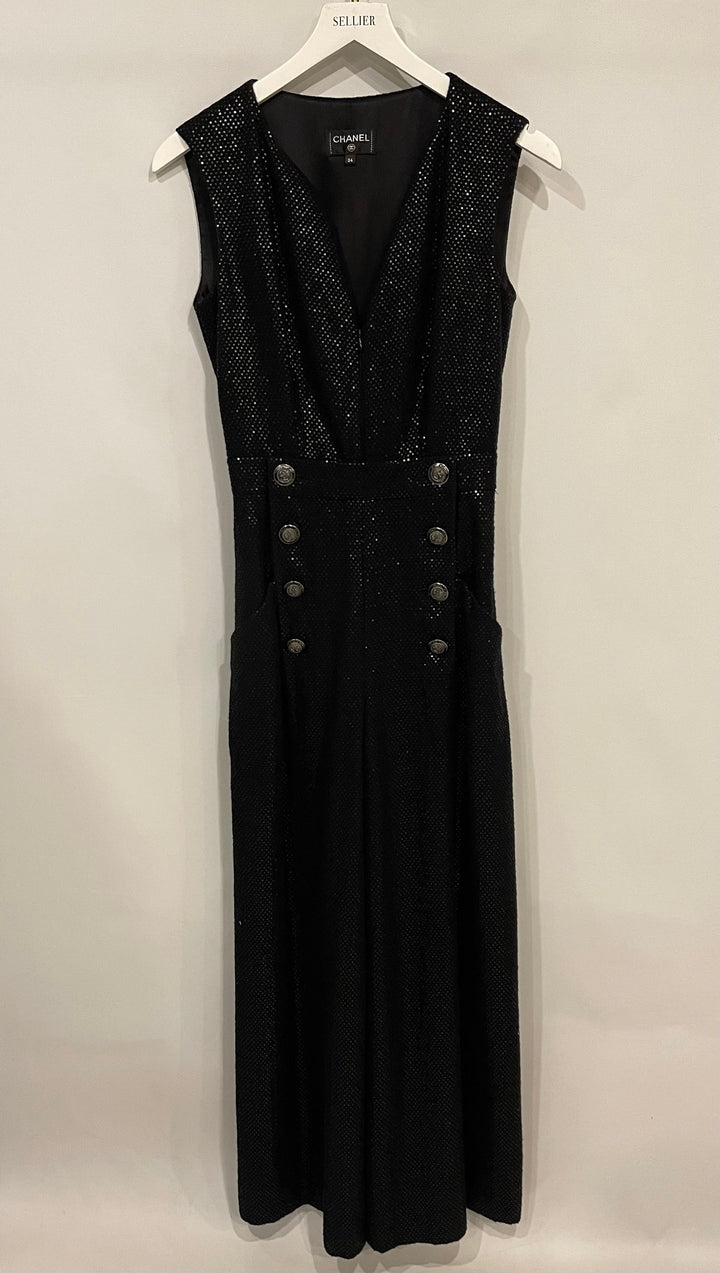 Top Quality Chanel Black Long Sleeve Embellished Jacket with Matching Jumpsuit Set Size FR 34 (UK 6)