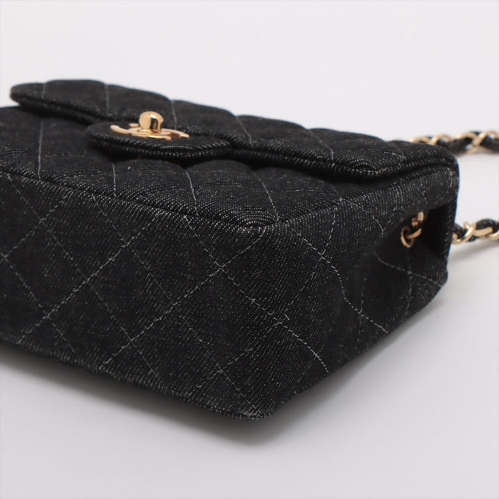Top Quality Chanel Mini Matrasse 17 Denim Single Flap Single Chain Bag Black G 5th A35200