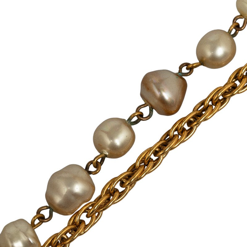 Top Quality Chanel Coco Long Chain Necklace Gold White Mackie Pearl  Chanel