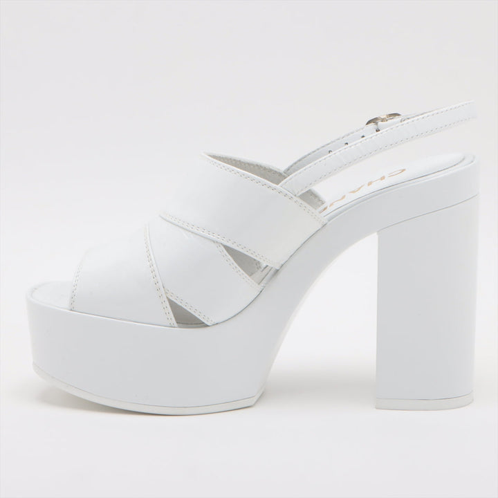 Top Quality Chanel Coco 23AW Patent Leather Sandal 35C  White G45016 Crample