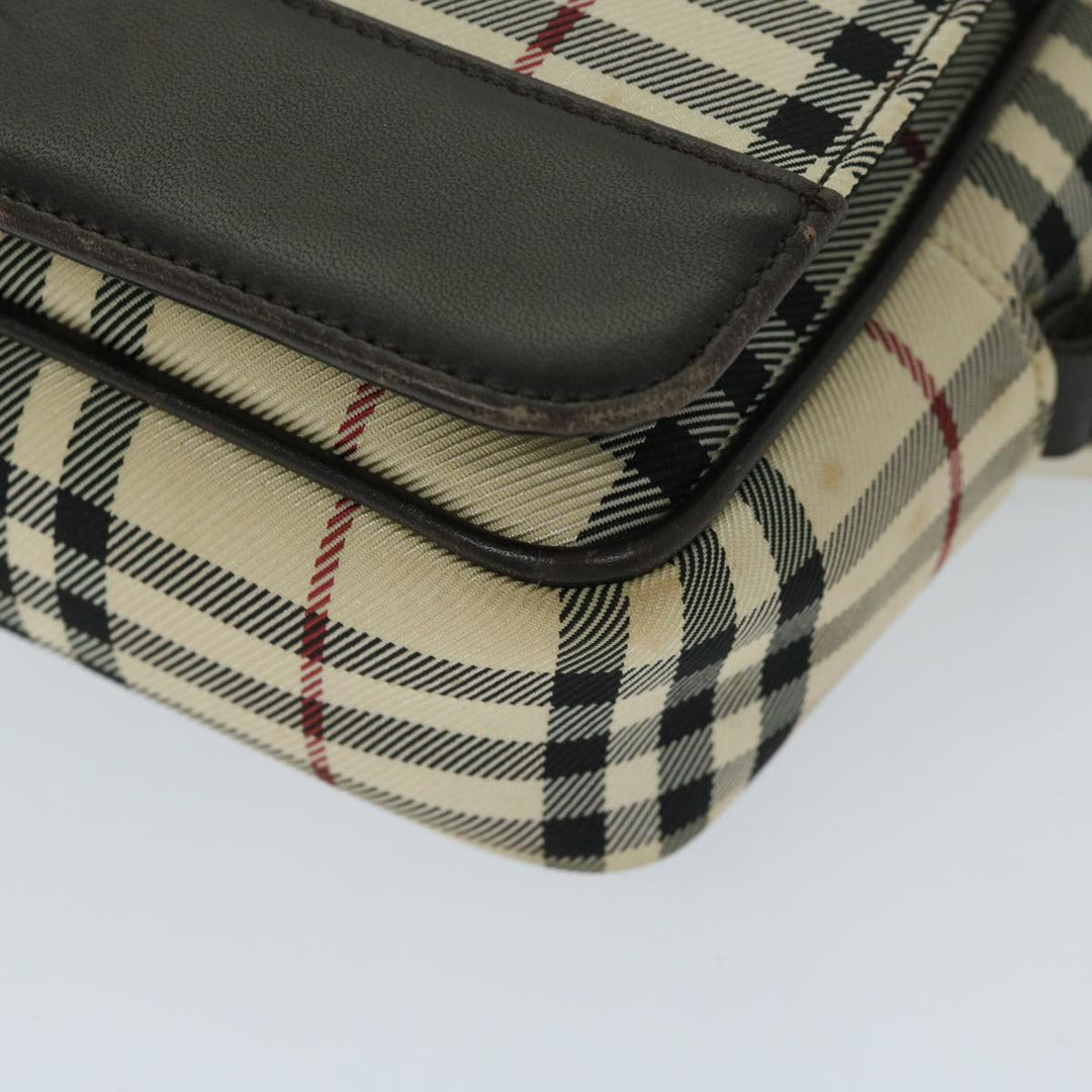 Burberry Nova Check Shoulder Bag Nylon Beige Auth 68013