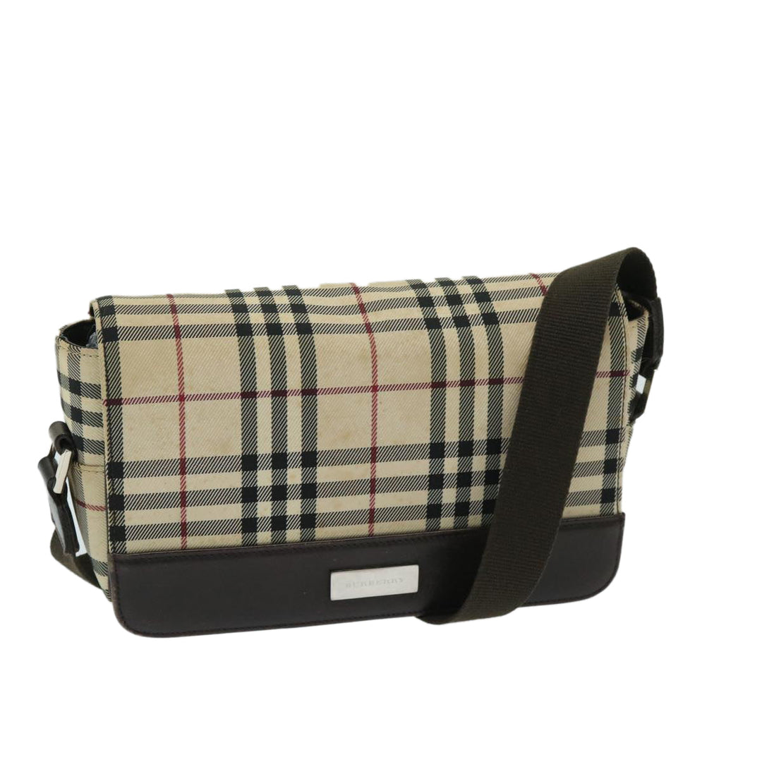 Burberry Nova Check Shoulder Bag Nylon Beige Auth 68013