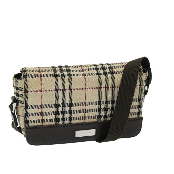 Burberry Nova Check Shoulder Bag Nylon Beige Auth 68013