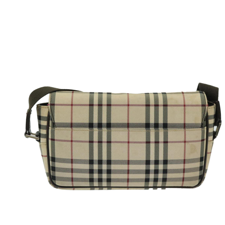Burberry Nova Check Shoulder Bag Nylon Beige Auth 68013