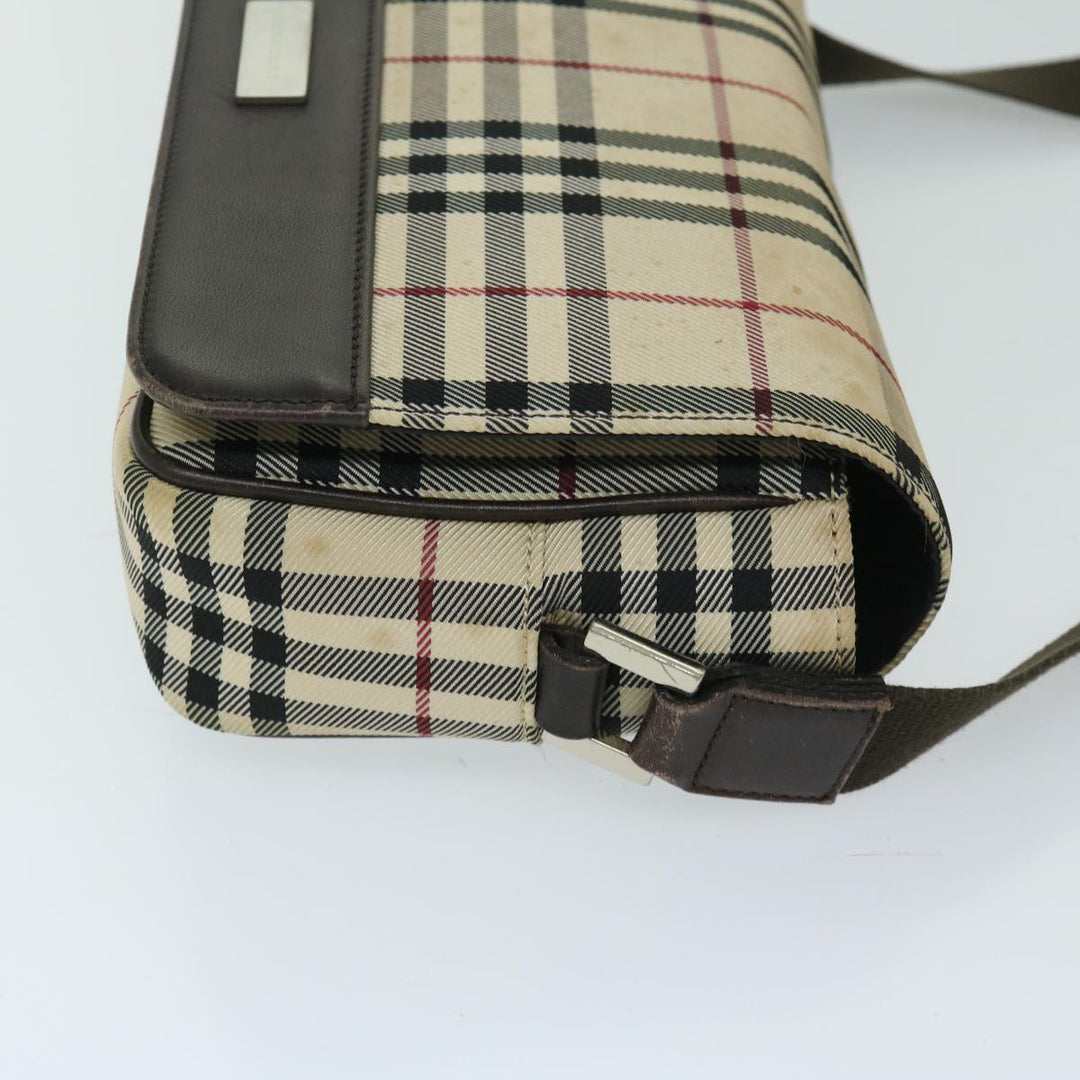 Burberry Nova Check Shoulder Bag Nylon Beige Auth 68013