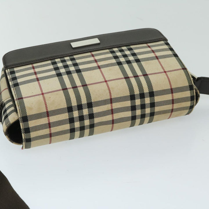 Burberry Nova Check Shoulder Bag Nylon Beige Auth 68013