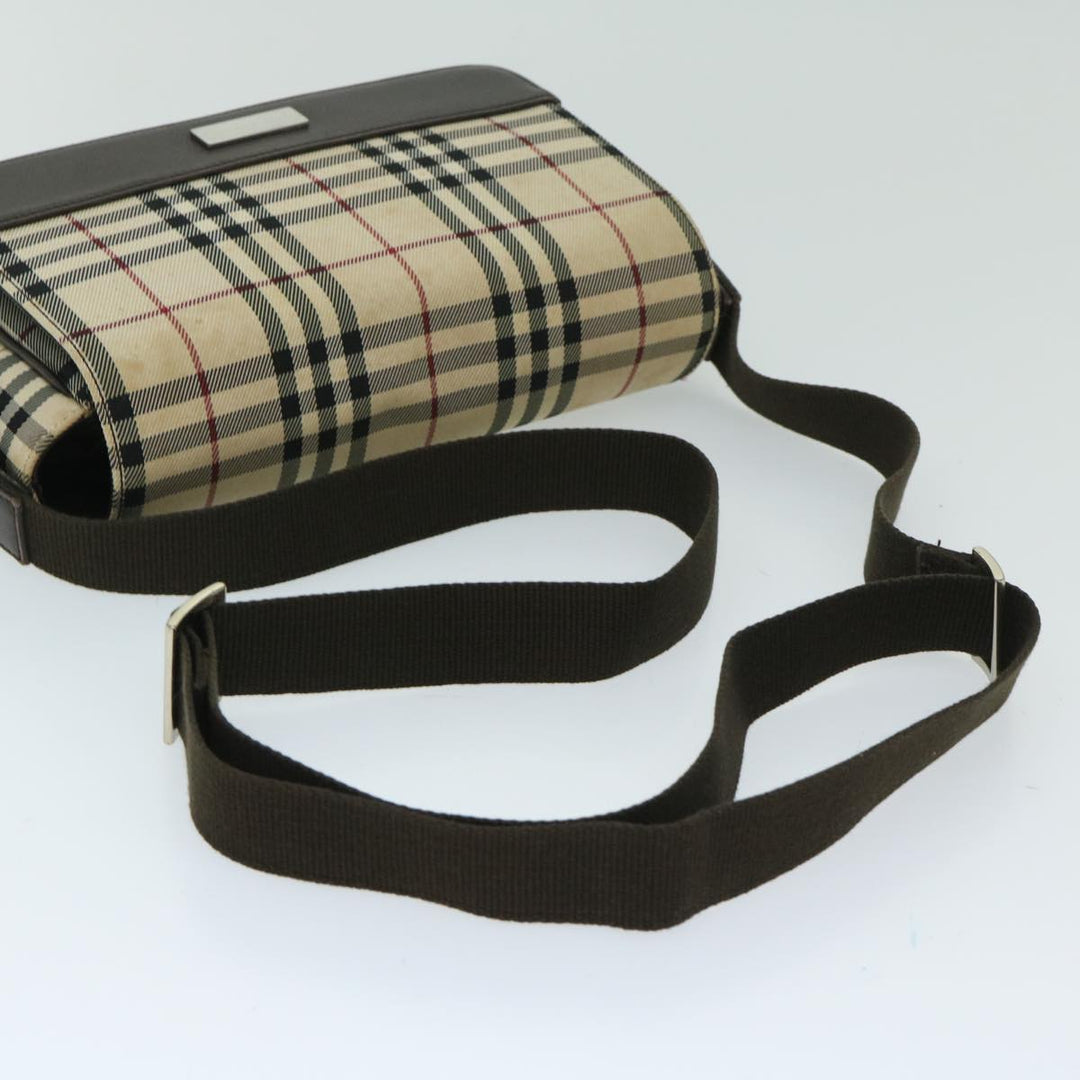 Burberry Nova Check Shoulder Bag Nylon Beige Auth 68013