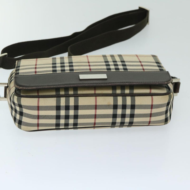 Burberry Nova Check Shoulder Bag Nylon Beige Auth 68013