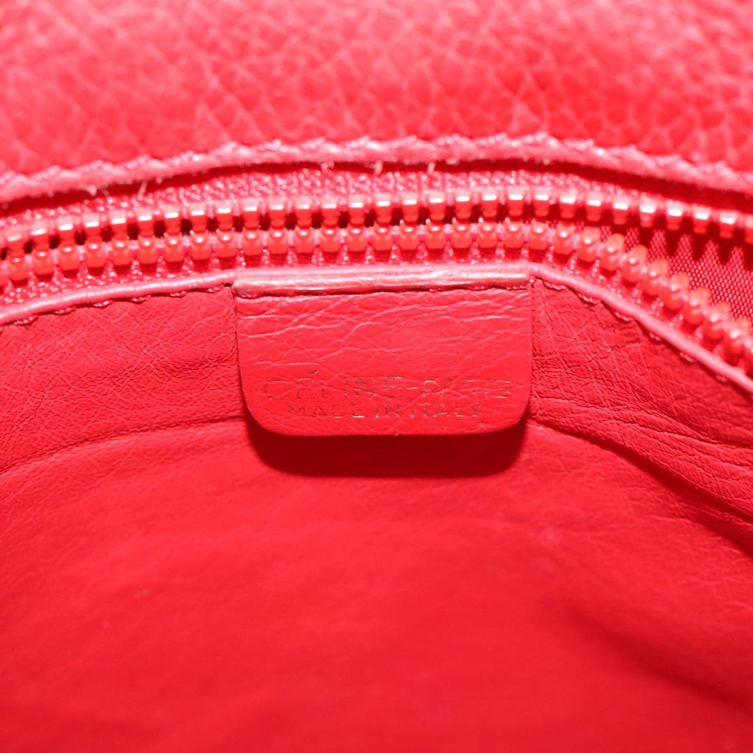 Celine Shoulder Bag Leather Red  68032