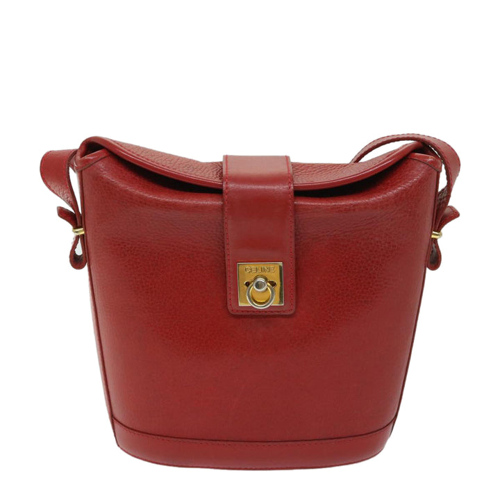 Celine Shoulder Bag Leather Red  68032