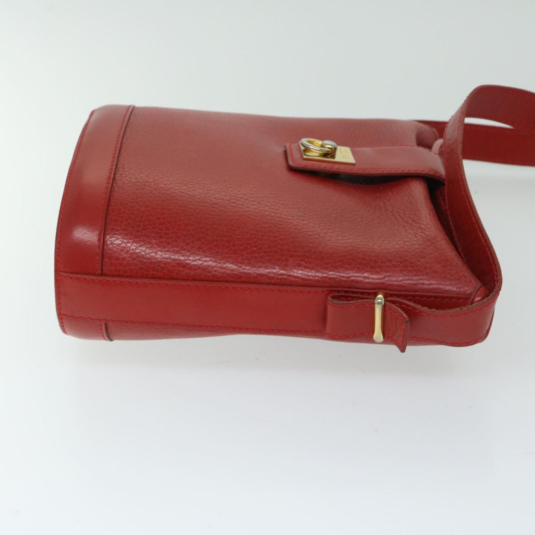 Celine Shoulder Bag Leather Red  68032