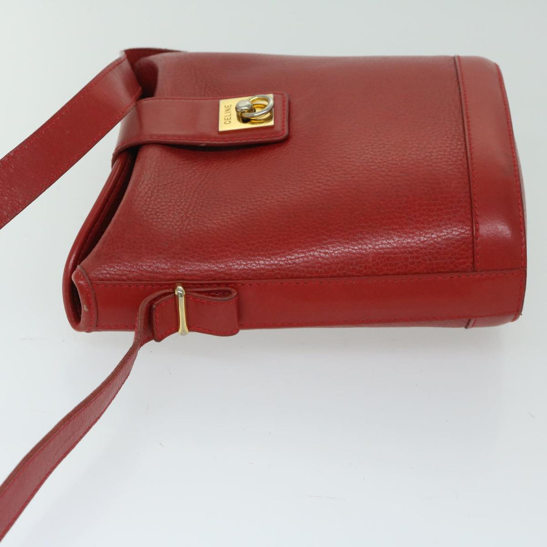 Celine Shoulder Bag Leather Red  68032
