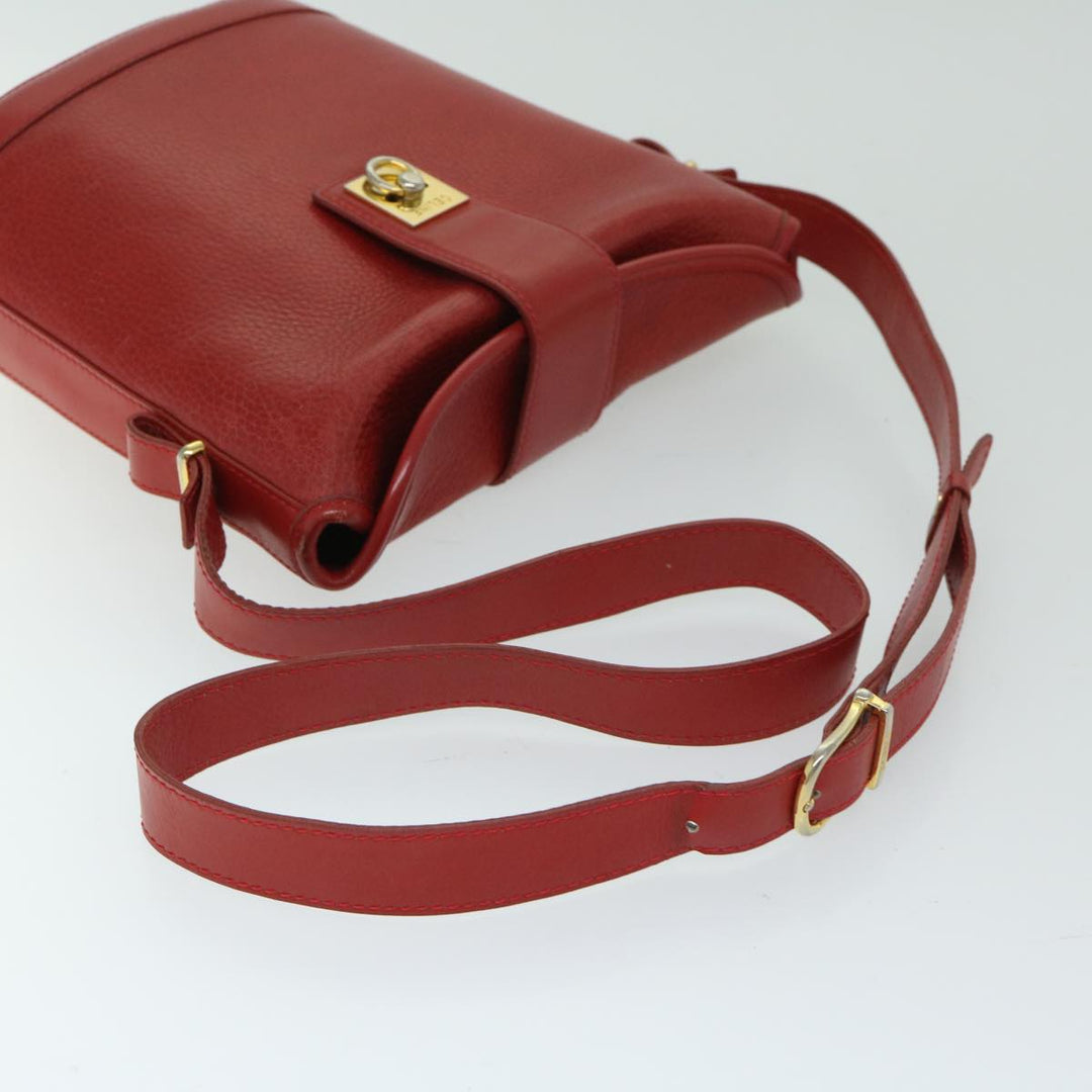 Celine Shoulder Bag Leather Red  68032