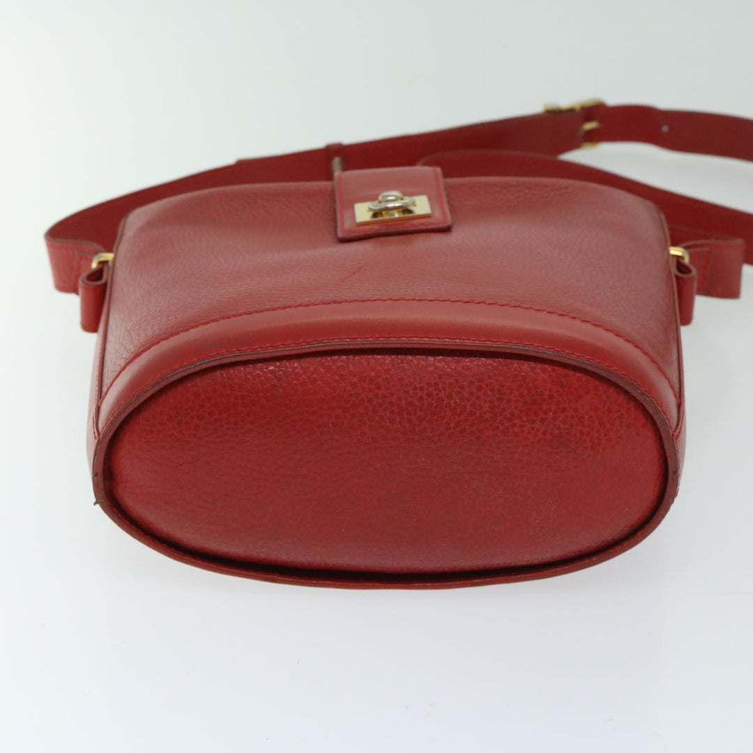 Celine Shoulder Bag Leather Red  68032