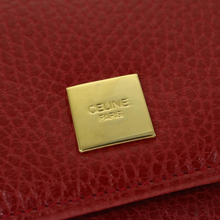 Celine Wallet Leather Red Auth 68033