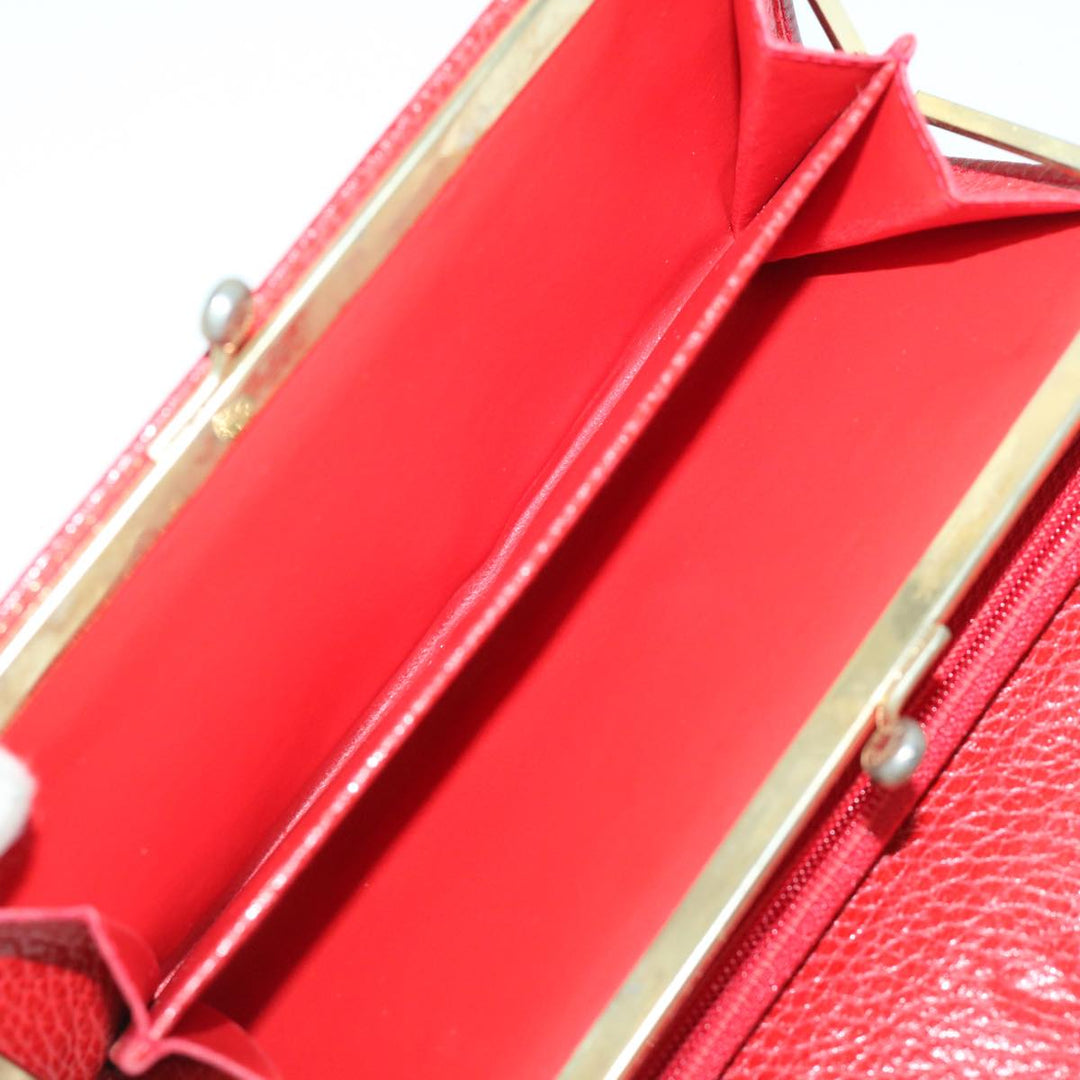 Celine Wallet Leather Red Auth 68033