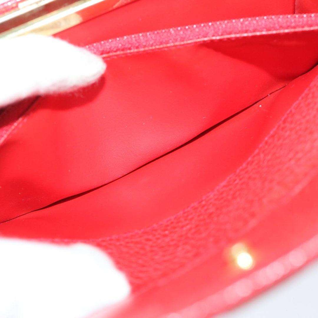 Celine Wallet Leather Red Auth 68033