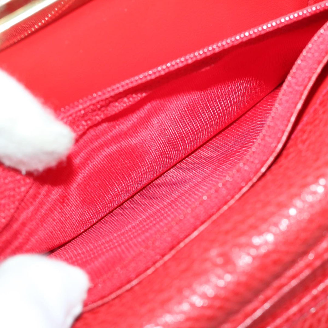 Celine Wallet Leather Red Auth 68033