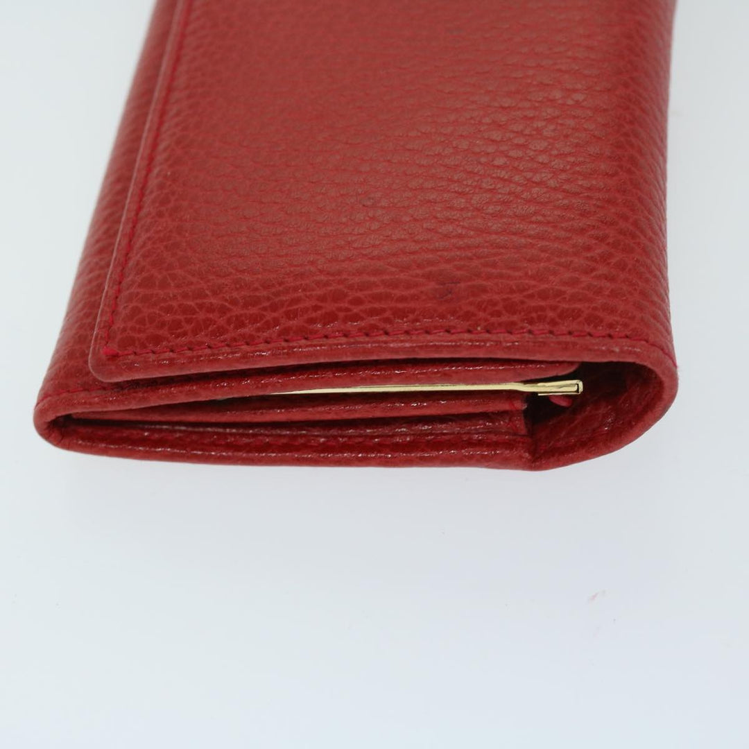 Celine Wallet Leather Red Auth 68033