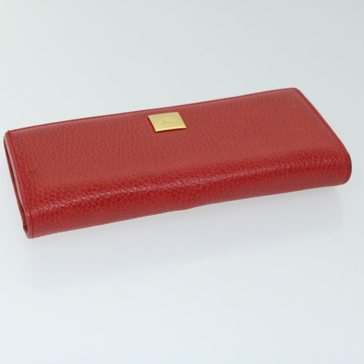 Celine Wallet Leather Red Auth 68033