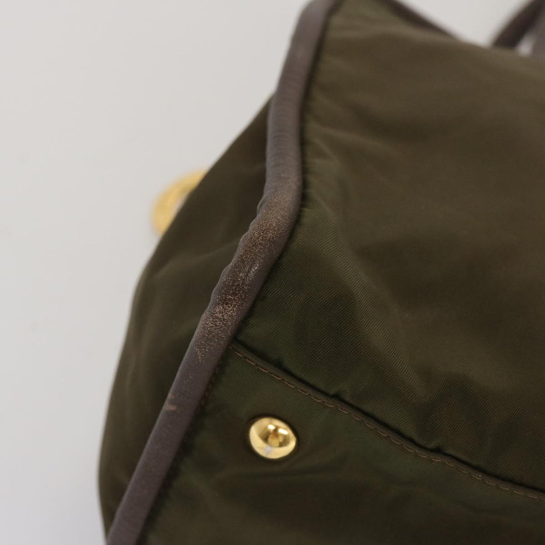 Celine Tote Bag Nylon Khaki Auth 68072