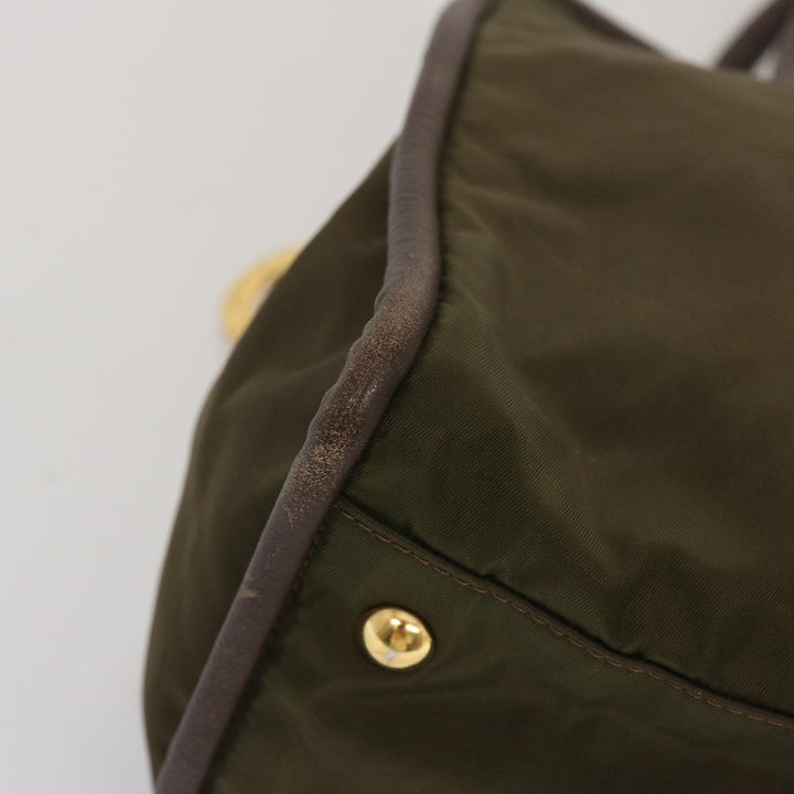 Celine Tote Bag Nylon Khaki Auth 68072