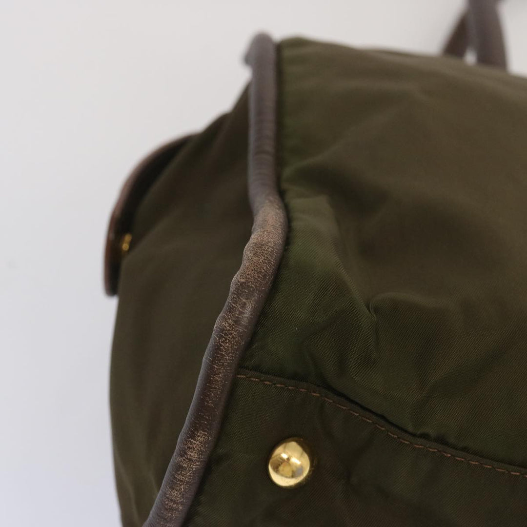 Celine Tote Bag Nylon Khaki Auth 68072