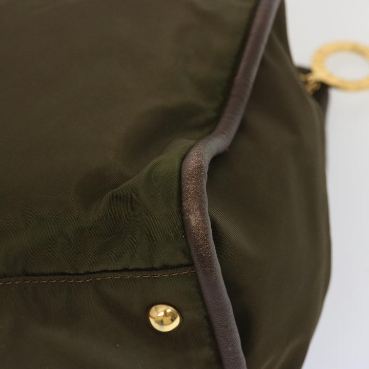 Celine Tote Bag Nylon Khaki Auth 68072