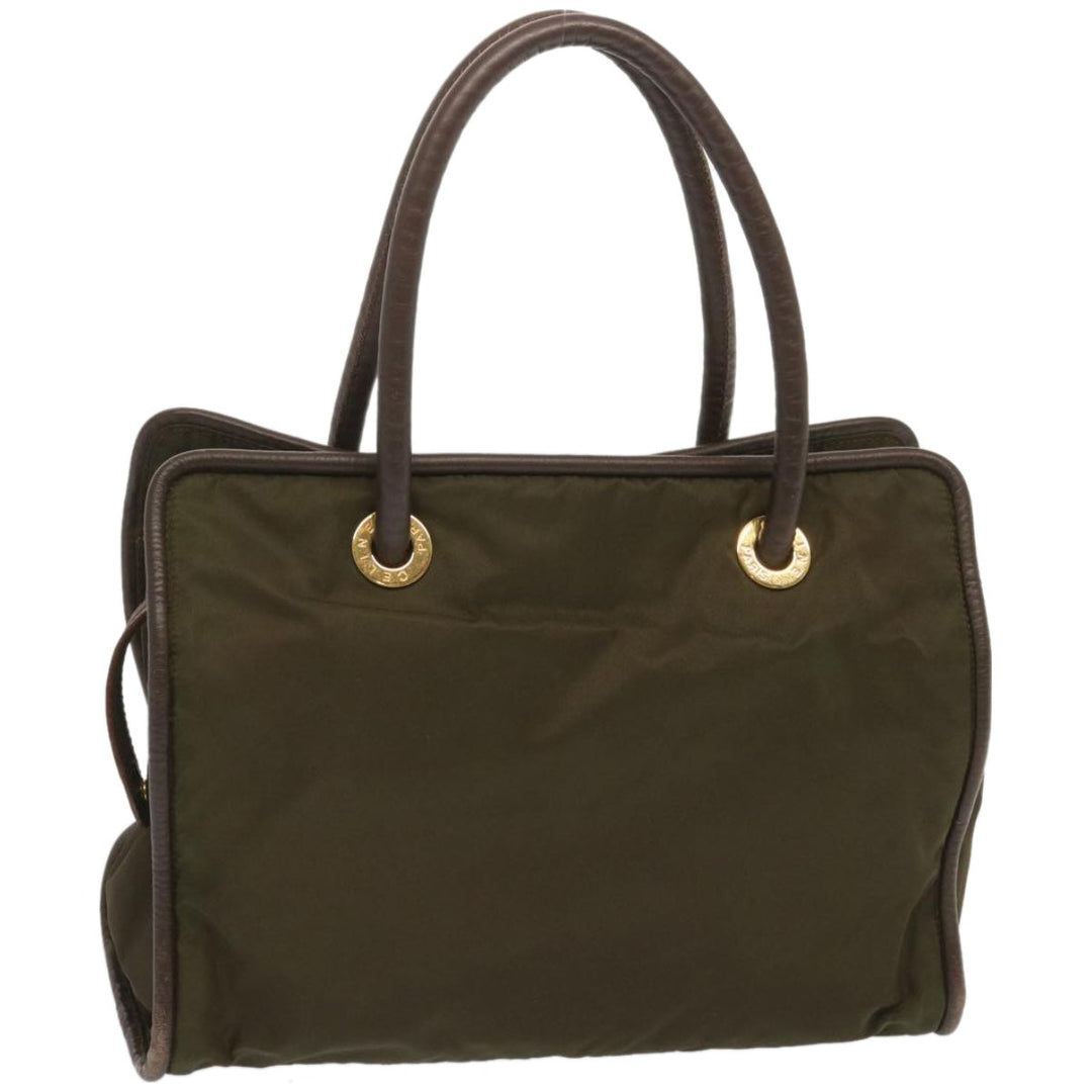 Celine Tote Bag Nylon Khaki Auth 68072