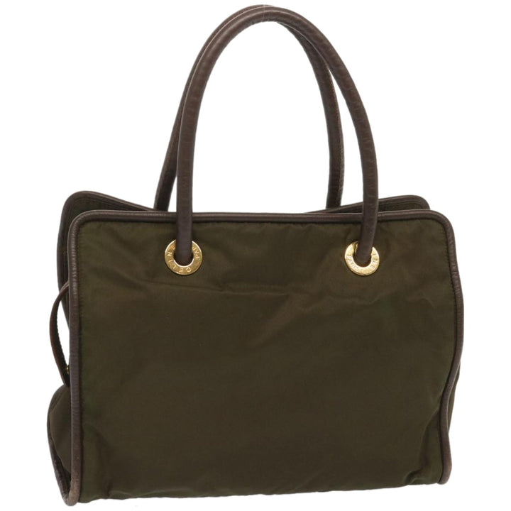 Celine Tote Bag Nylon Khaki Auth 68072