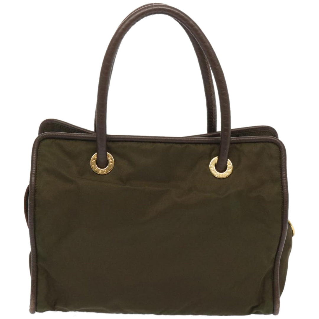 Celine Tote Bag Nylon Khaki Auth 68072