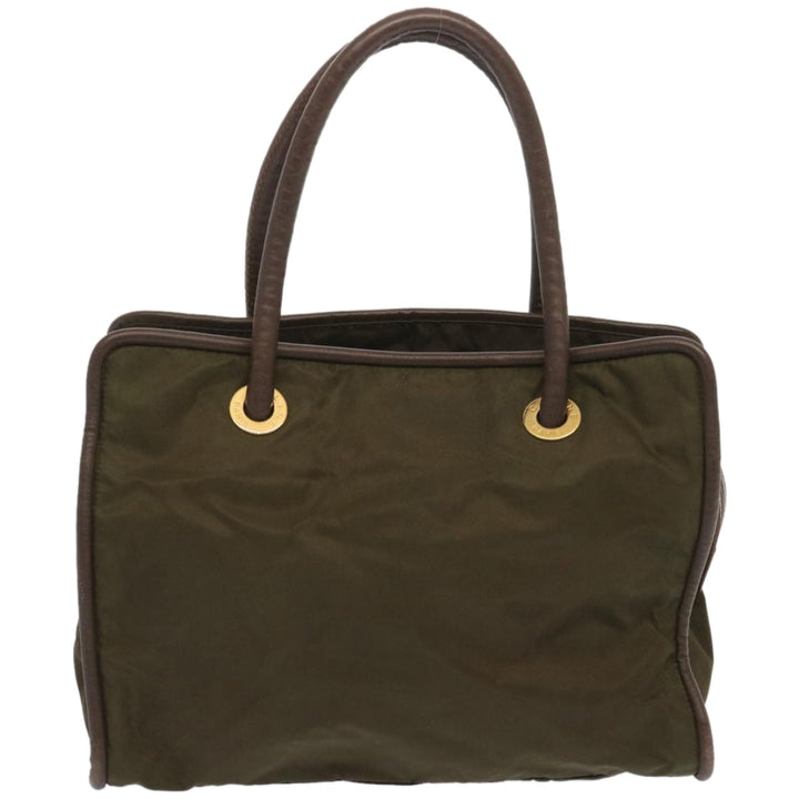 Celine Tote Bag Nylon Khaki Auth 68072
