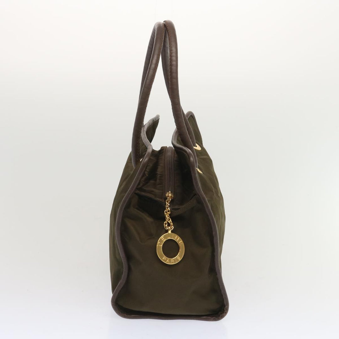 Celine Tote Bag Nylon Khaki Auth 68072
