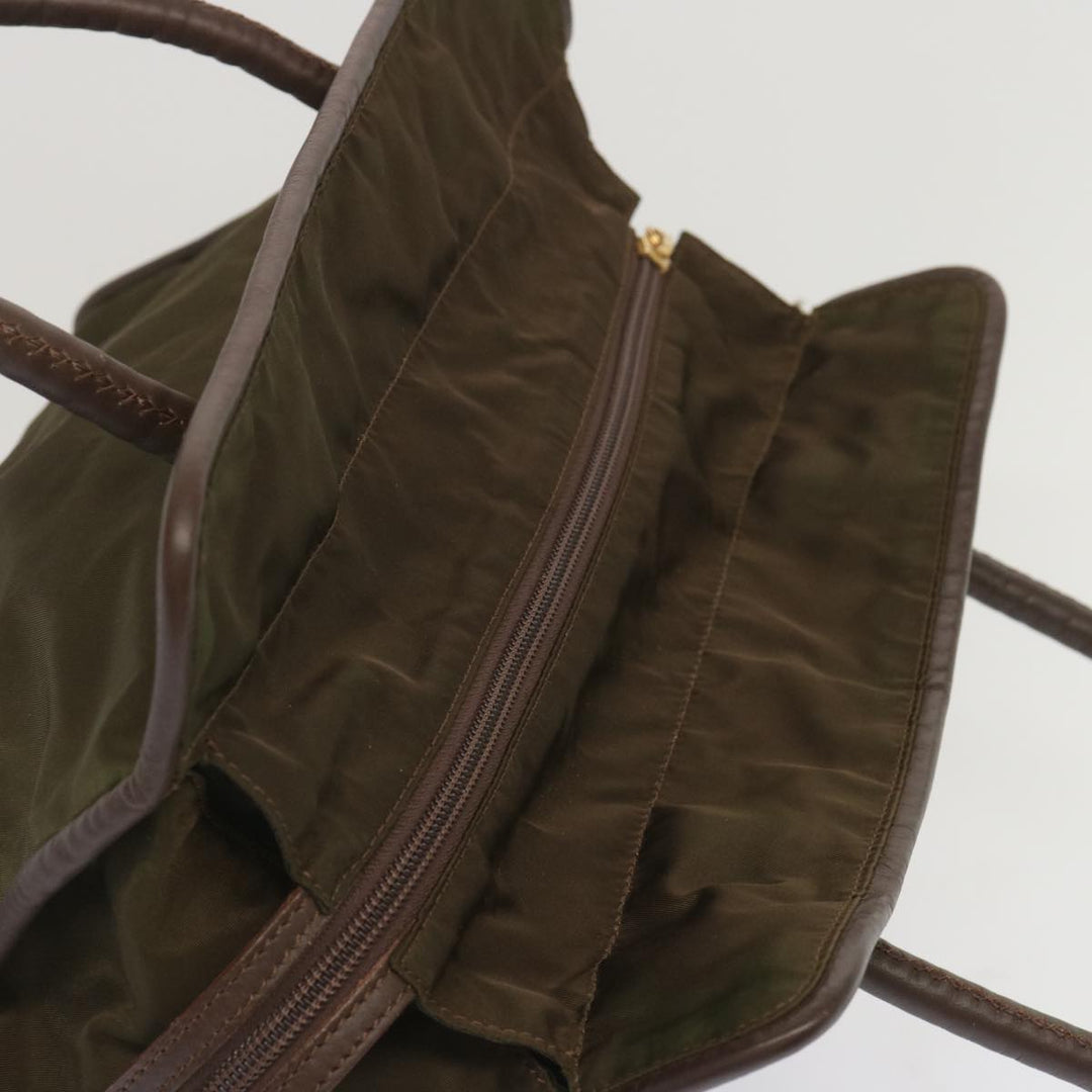 Celine Tote Bag Nylon Khaki Auth 68072