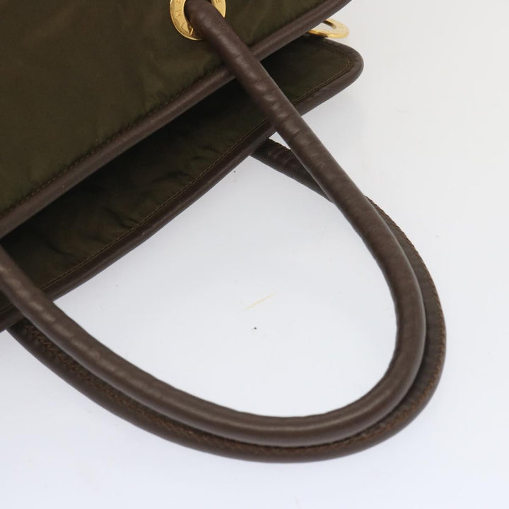 Celine Tote Bag Nylon Khaki Auth 68072