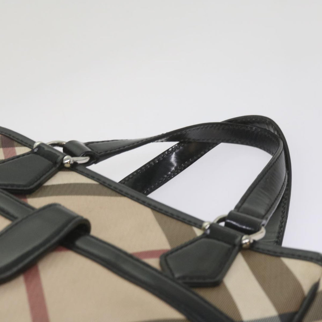 Burberry Nova Check Hand Bag PVC Beige Auth 68142