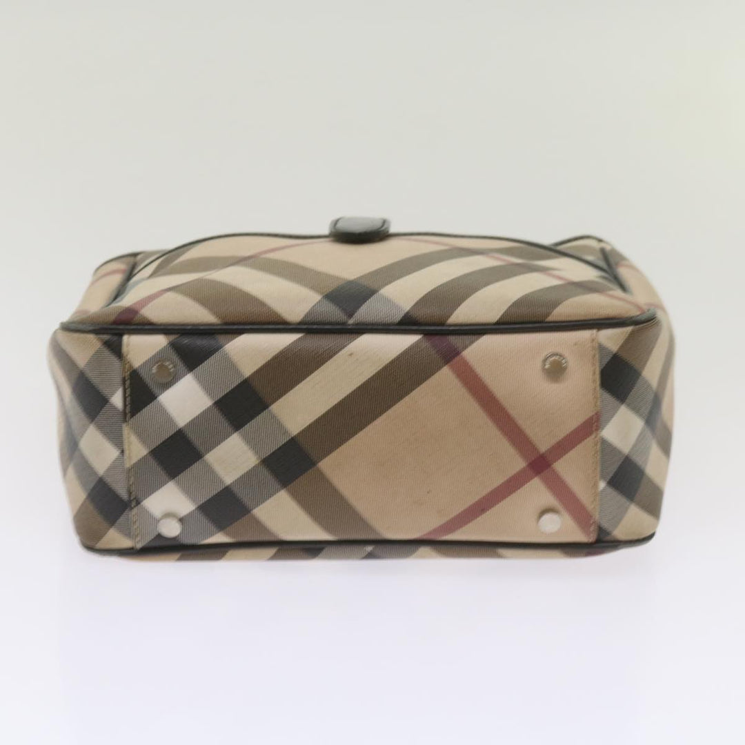 Burberry Nova Check Hand Bag PVC Beige Auth 68142
