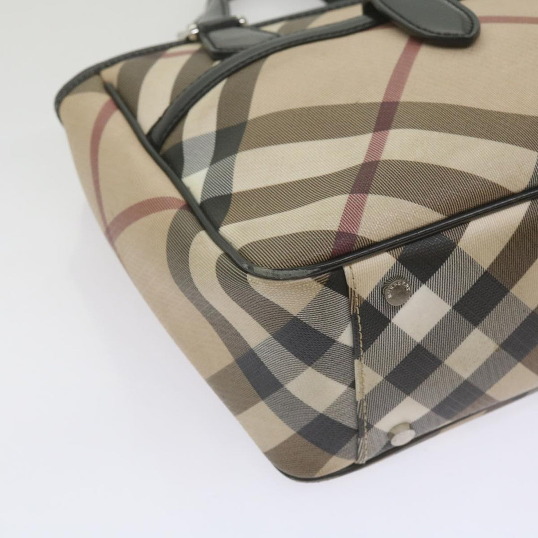 Burberry Nova Check Hand Bag PVC Beige Auth 68142