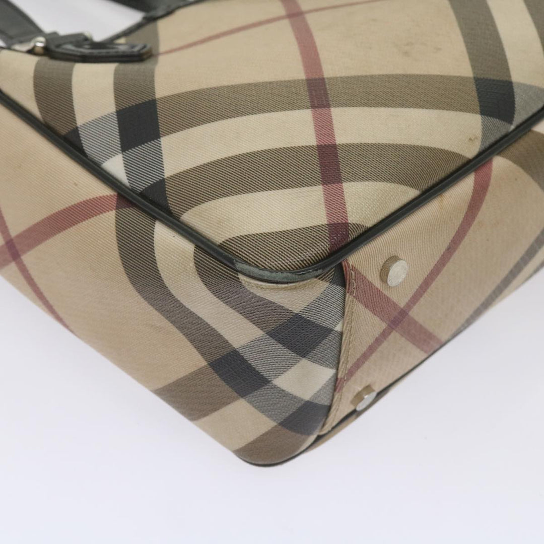 Burberry Nova Check Hand Bag PVC Beige Auth 68142