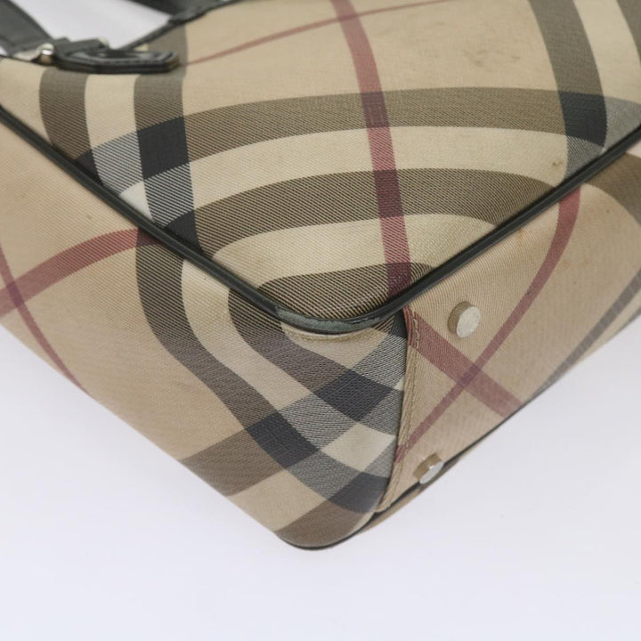 Burberry Nova Check Hand Bag PVC Beige Auth 68142