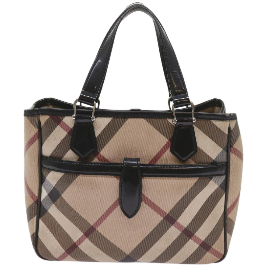 Burberry Nova Check Hand Bag PVC Beige Auth 68142