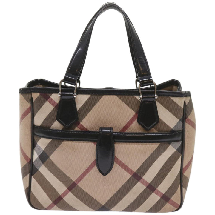 Burberry Nova Check Hand Bag PVC Beige Auth 68142
