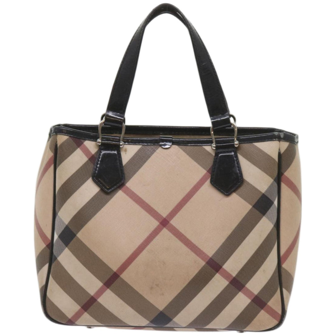 Burberry Nova Check Hand Bag PVC Beige Auth 68142