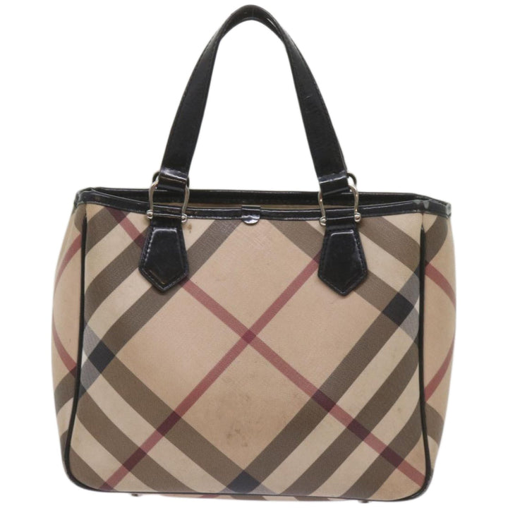 Burberry Nova Check Hand Bag PVC Beige Auth 68142