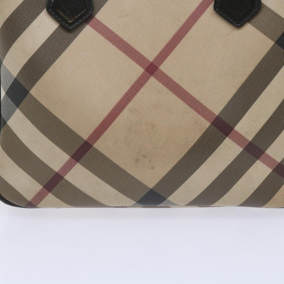 Burberry Nova Check Hand Bag PVC Beige Auth 68142