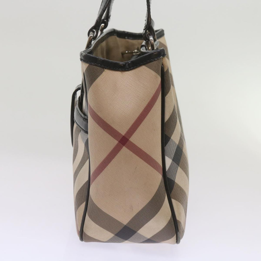 Burberry Nova Check Hand Bag PVC Beige Auth 68142