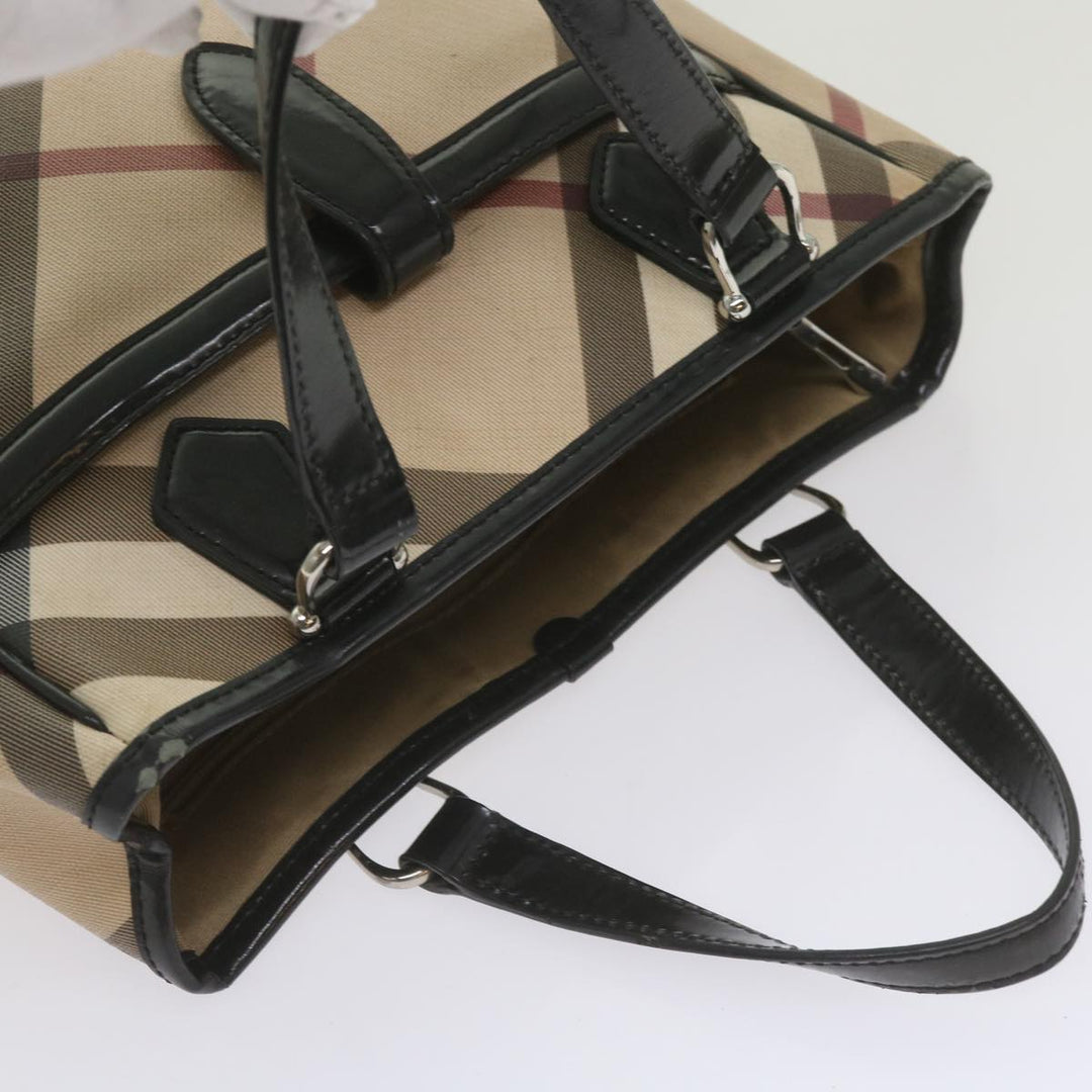 Burberry Nova Check Hand Bag PVC Beige Auth 68142