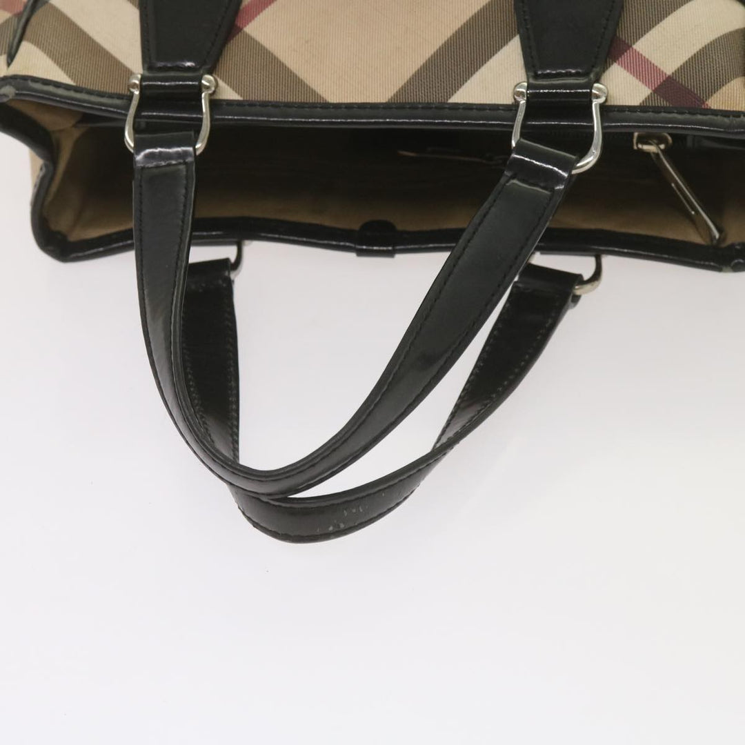 Burberry Nova Check Hand Bag PVC Beige Auth 68142