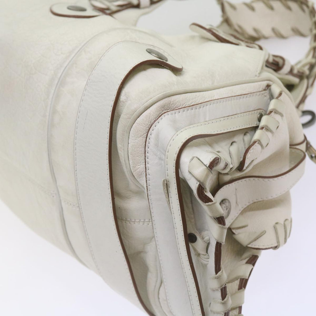 Chloe Silverado Shoulder Bag Leather White 68156