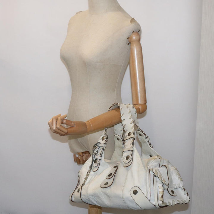 Chloe Silverado Shoulder Bag Leather White 68156
